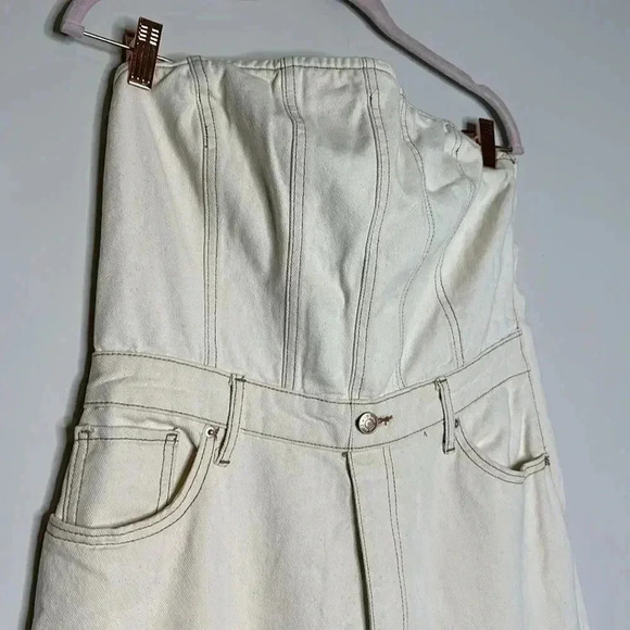 Women's Tube Cargo Denim Jumpsuit - 
Off -White M - Picture 6 of 12